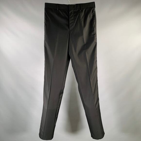 BLACK FLEECE Size 32 Black Wool Tuxedo Dress Pants - Picture 1 of 5
